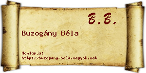 Buzogány Béla névjegykártya